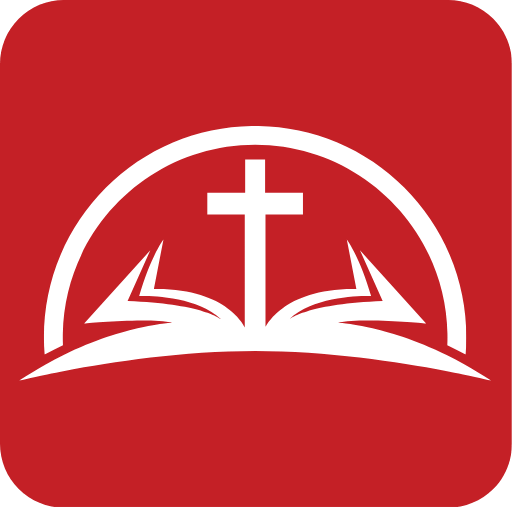 Deep Things of God favicon logo featuring an open bible with a cross and an arc above it - all placed at the center of a smooth edge red square